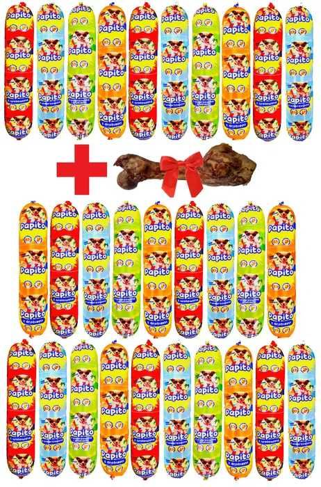 29x1KG Karma dla psa baton PAPITO 83% mięsa + GRATIS