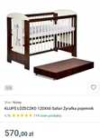 Łóżeczko Klupś z 120x60 z szuflada, barierka i nowym materacem