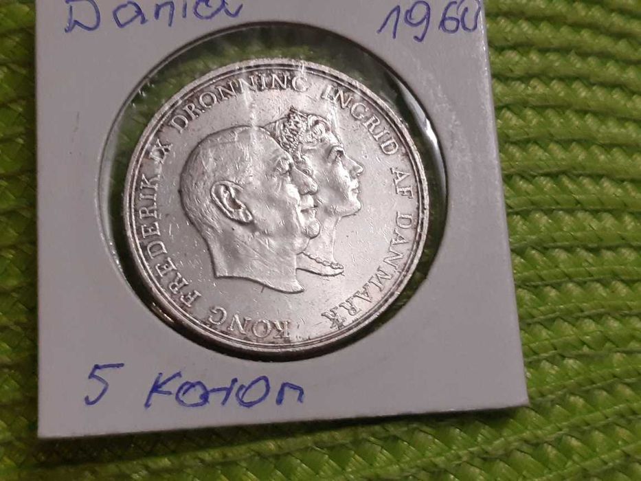 moneta srebrna Danii 5 koron z 1960r