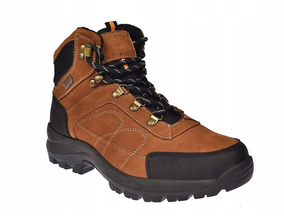 Buty trekkingowe męskie trapery ze skóry na suwak CY58/23 BR r.45