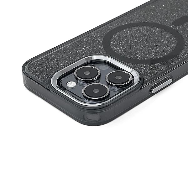 Etui brokatowe Glitter Case z MagSafe na iPhone 16e - czarne
