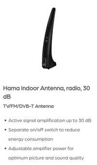 Antena pokojowa UKF TV -firmy Hama wzmocnienie 30 db z regulacją