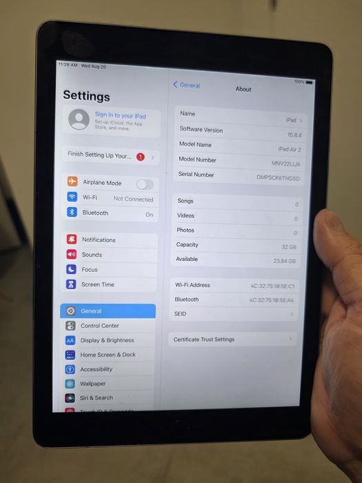 iPad Air 2. 32 гігабайт. Space Grey. Без обмежень. Гарантія