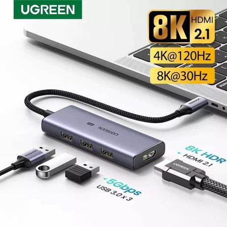 Хаб Ugreen HDMI 2.1 8K-30Гц 4K-120Гц 2К-144Гц для Macbook Гарантия!