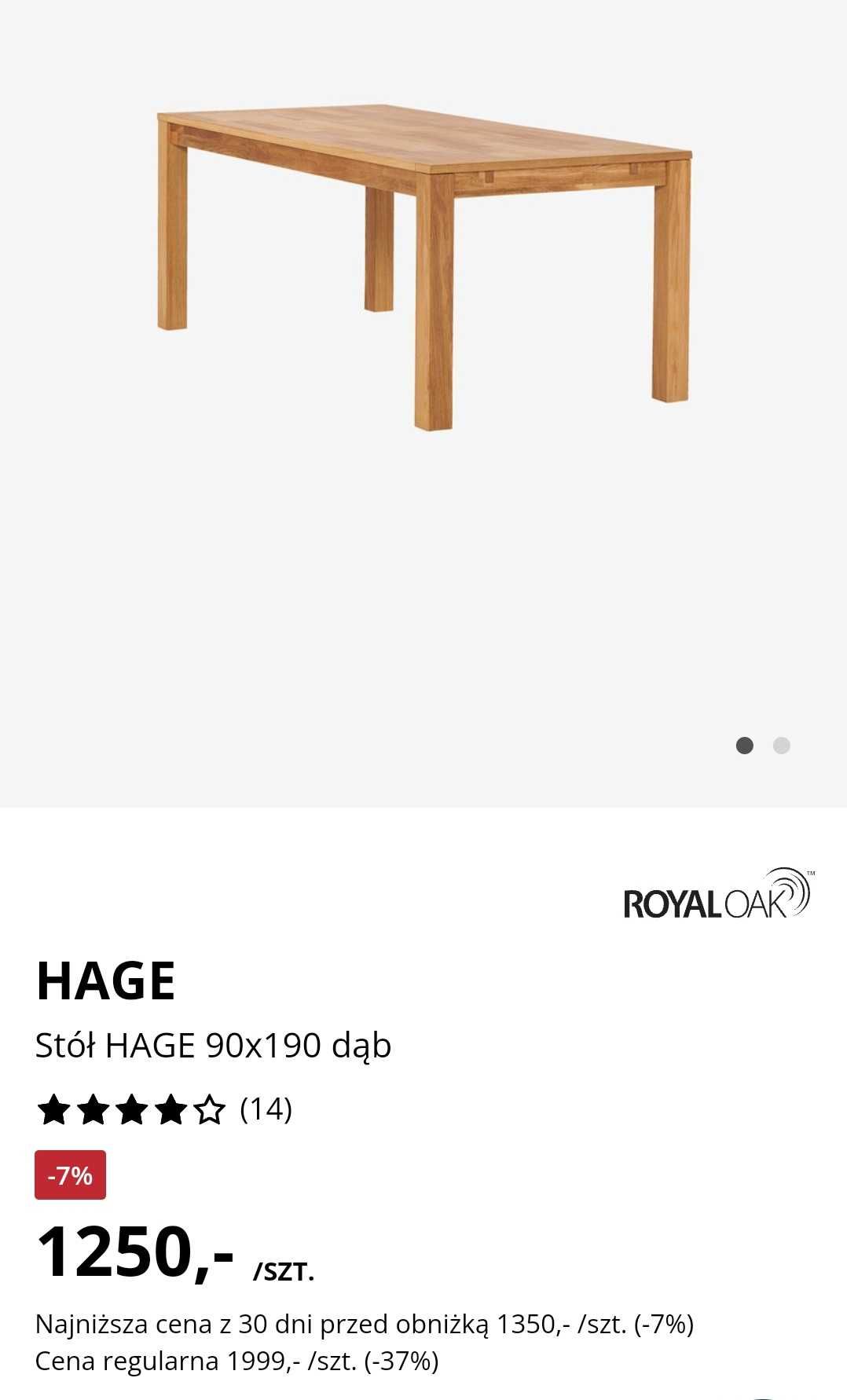 Stół Hage Jysk Olejowany Dąb