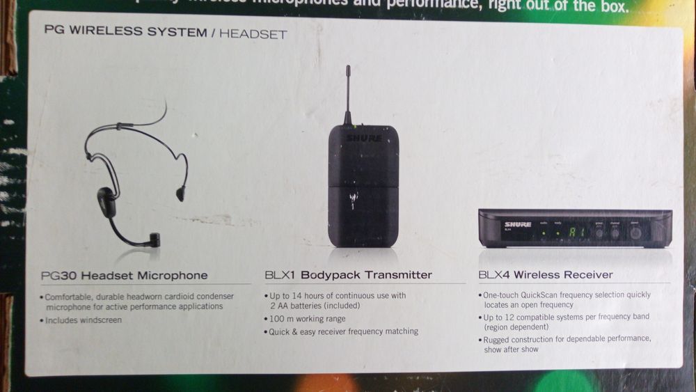 Conjunto headset microfone Shure PG+BLX