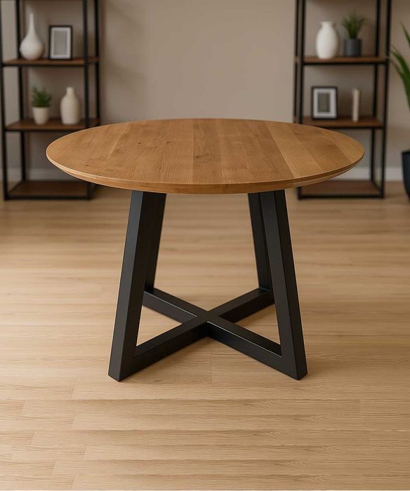 Stół Dębowy Okrągły LOFT, 100% Lite Drewno, Różne Wymiary, Rozkładany.