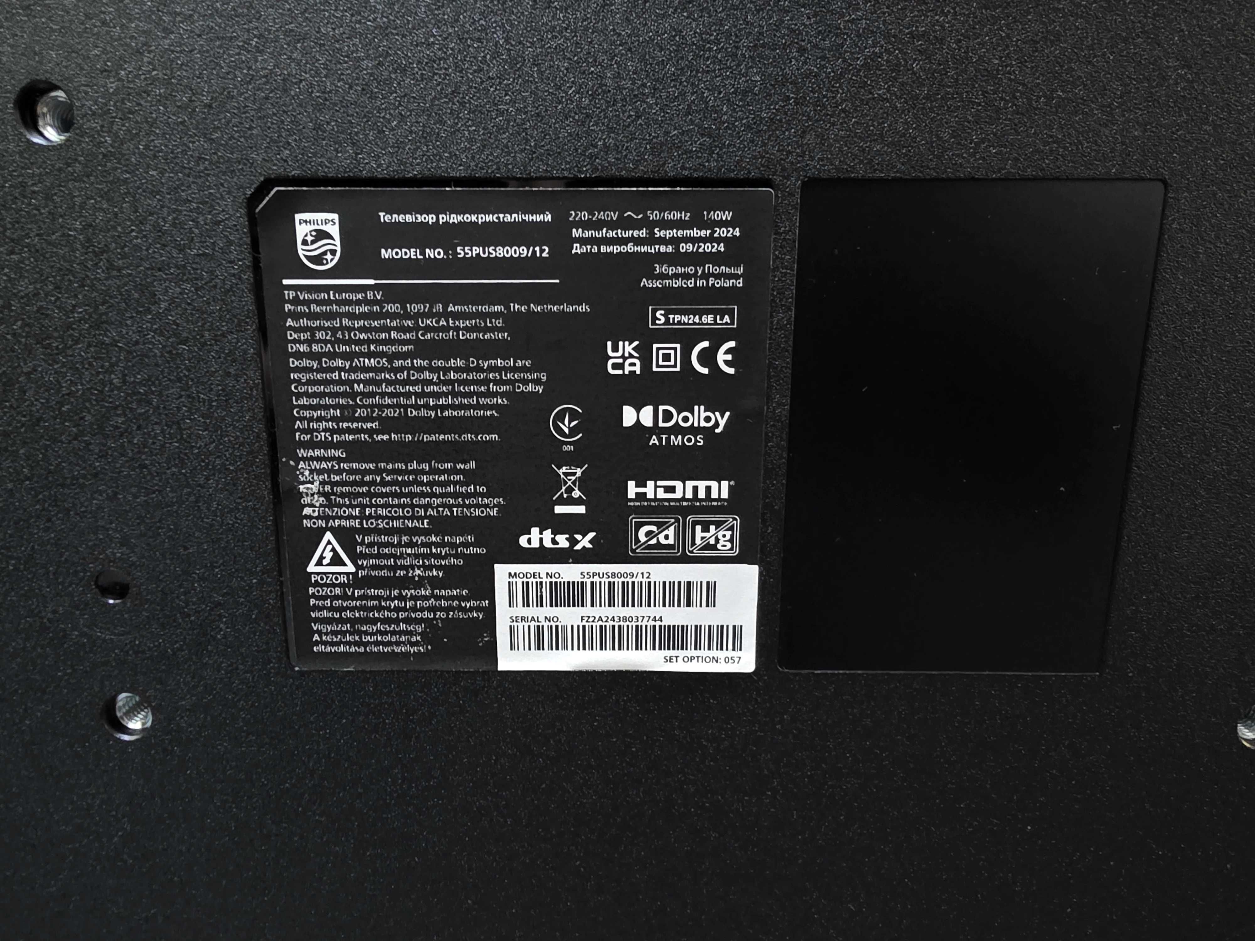Telewizor Philips 55PUS8009 55" LED 4K DVB-T2 TITAN OS AMBILIGHT X3