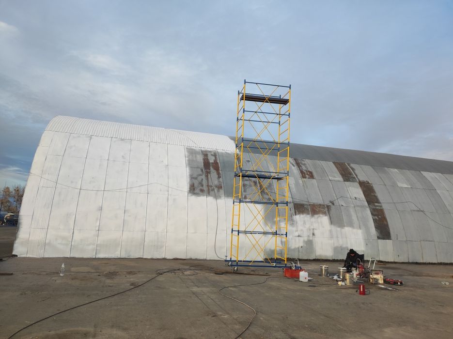фарбування Покраска дахів складів ангарів ферм фасадів побілка вапном