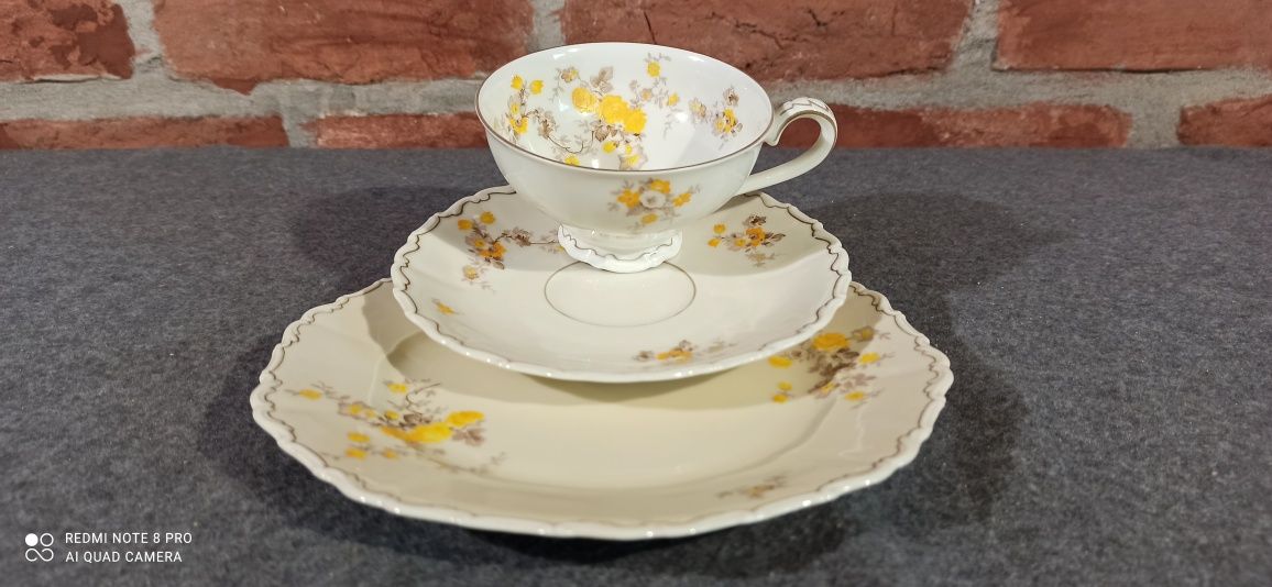 Porcelana SORAU CARSTENS  Mimose Żółta Róża  TRIO Żary