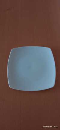 8 pratos quadrados cerâmica branca