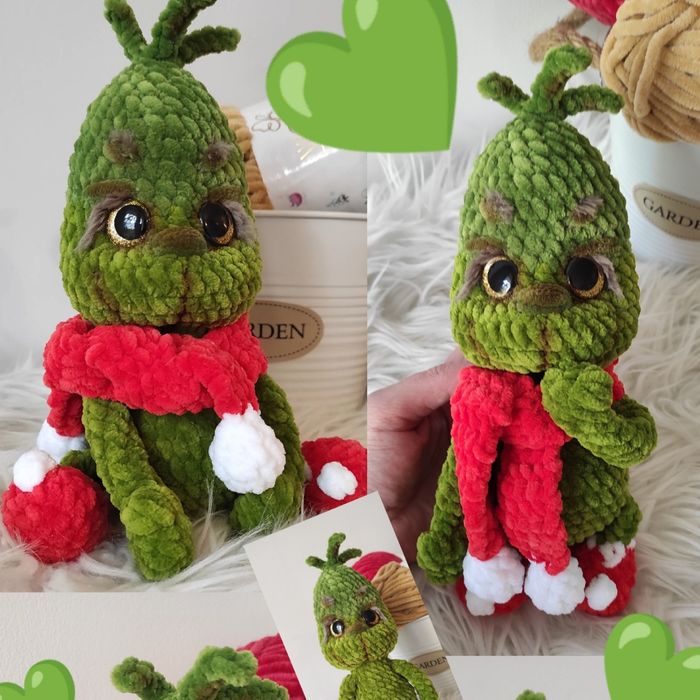 Grinch maskotka szydełkowa 22 cm ( bez kocyka)