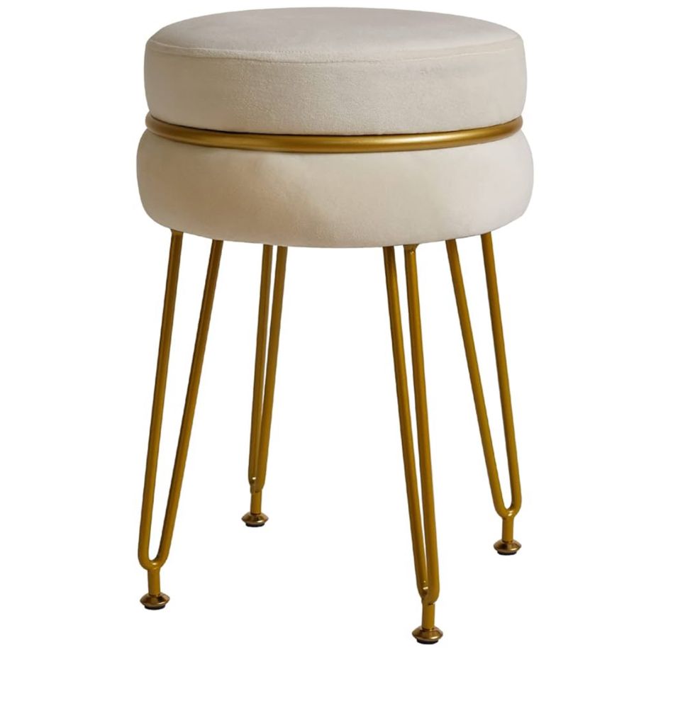 Taboret, pufa ze zlotymi nogami
