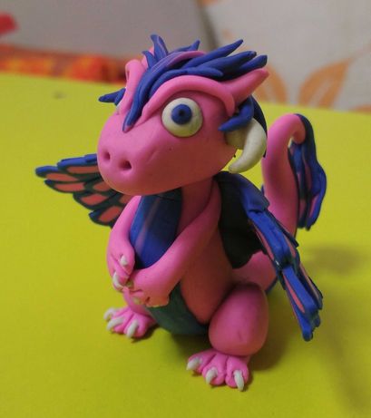 Фигурка, игрушка дракончик из полимерной глины