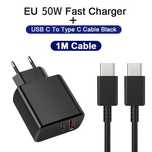 Ładowarka USB typu C 50W PD do szybkiego ładowania + kabel 1m czarne