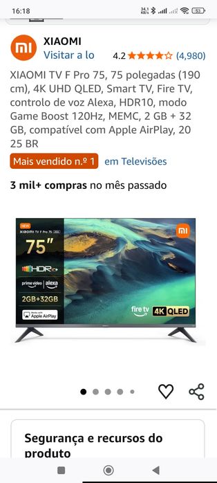 TV OLED 75 polegadas 4k
