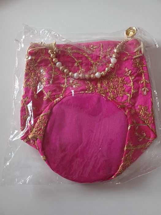 Bolsa de mão - Rosa e Dourado - India - Nova