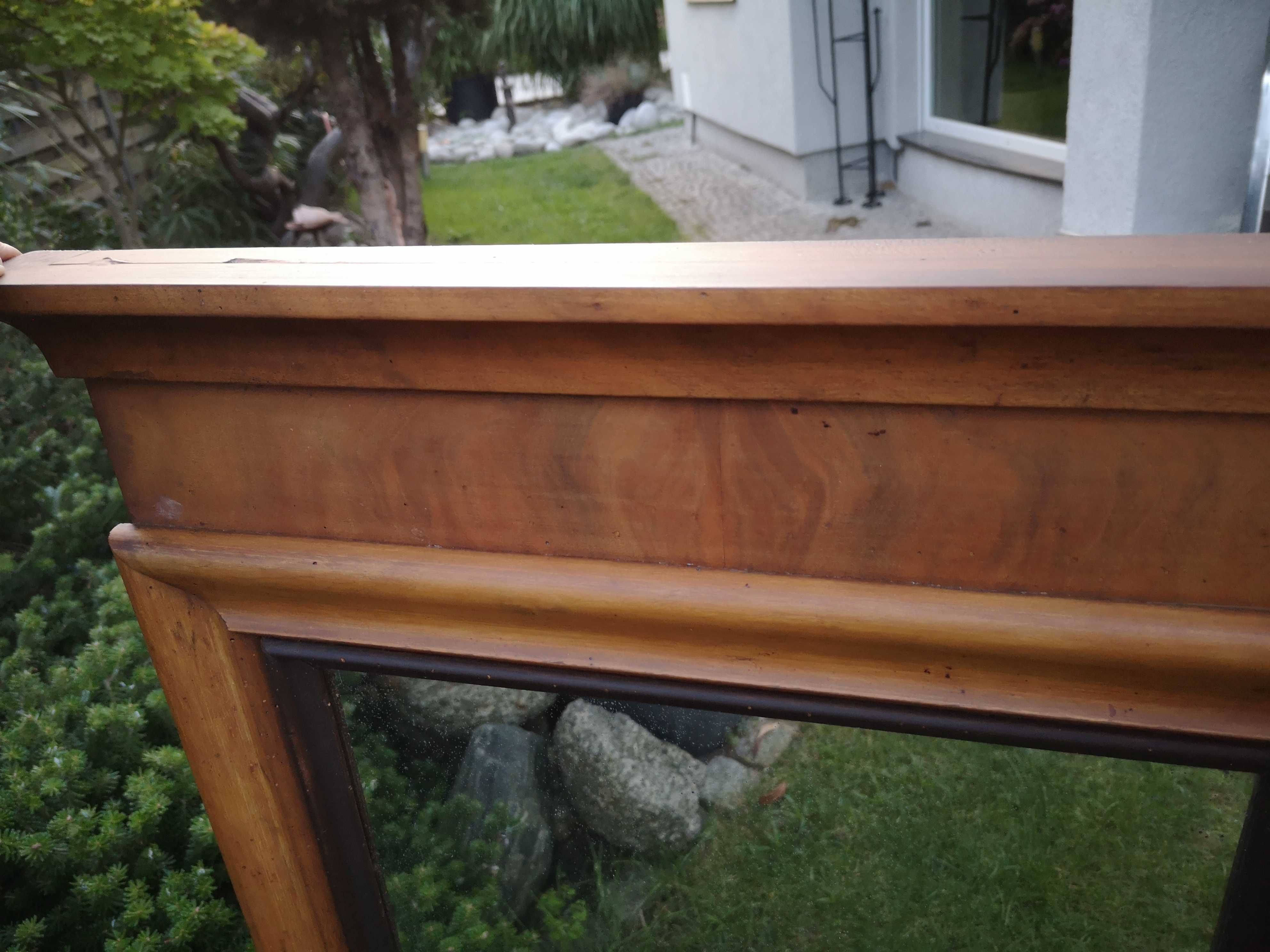 Stare lustro lekko spatynowane w drewnianej ramie 115cmx51cm