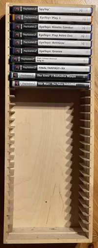 Elegancki stojak (regał, półka) sosnowy na gry/filmy VCD, DVD, BR