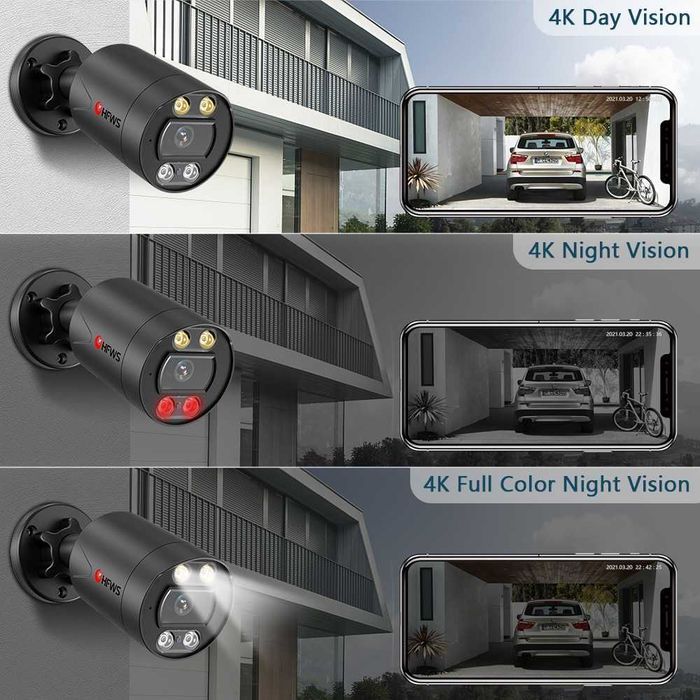KIT Vigilância POE 8 Câmaras 8MP • IP67 Exterior • Visão Noturna
