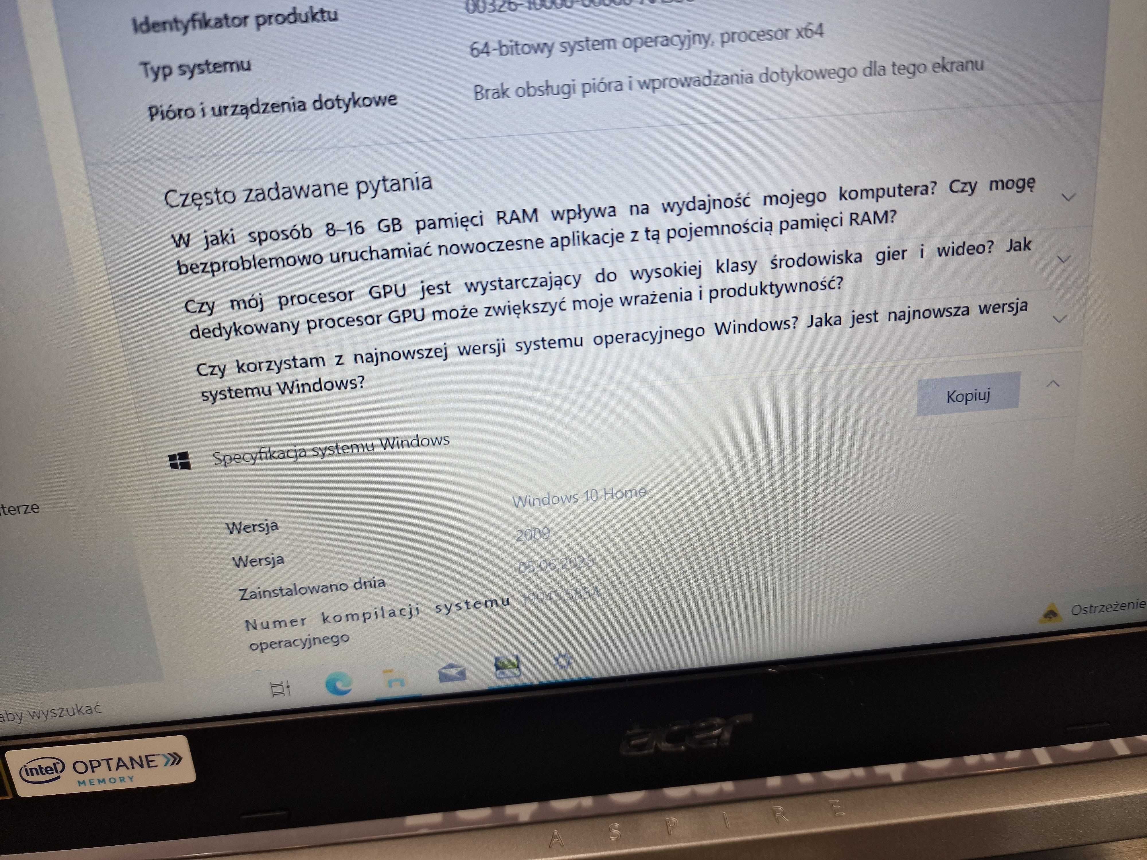 Acer Aspire 5 A515-51G/ i7-7500 2.70 GHz/ 12GB/ uszkodzona klawiatura
