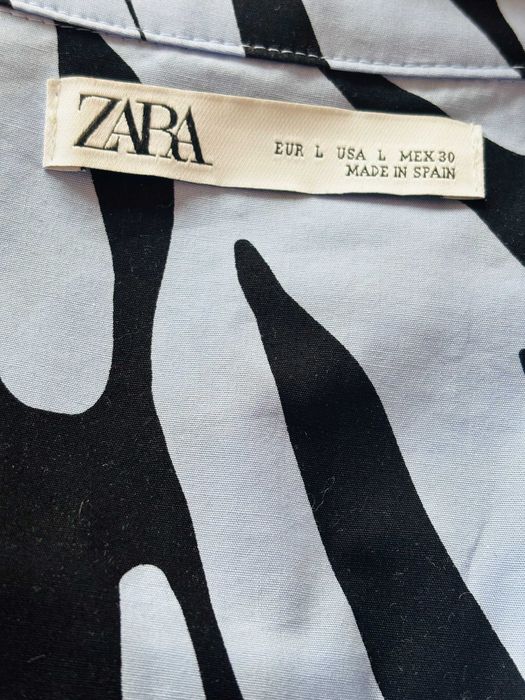 Zara sukienka koszulowa ze zwierzęcym pintem z kieszeniami
