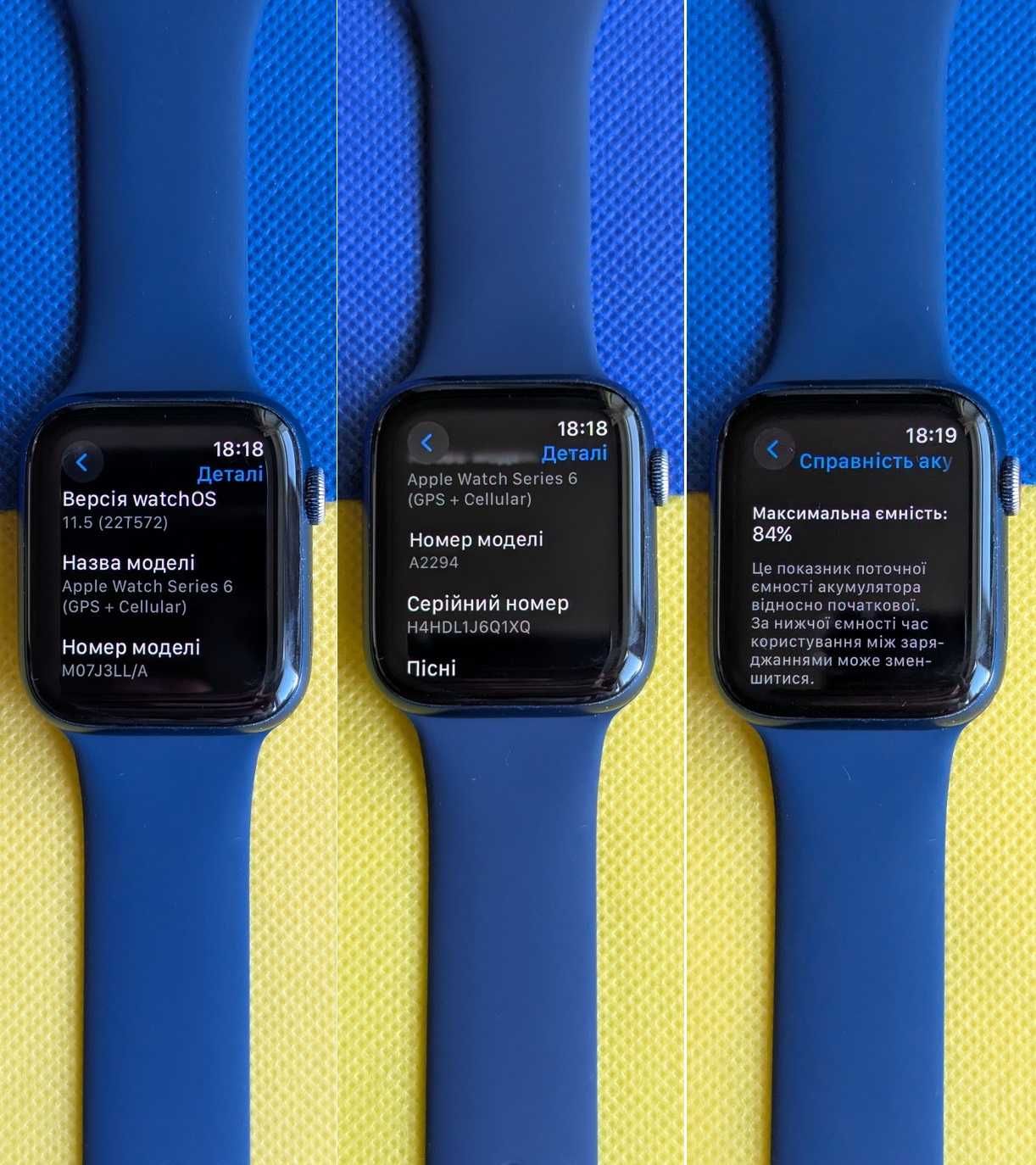 з США Apple Watch 6 44 Blue батарея 84%