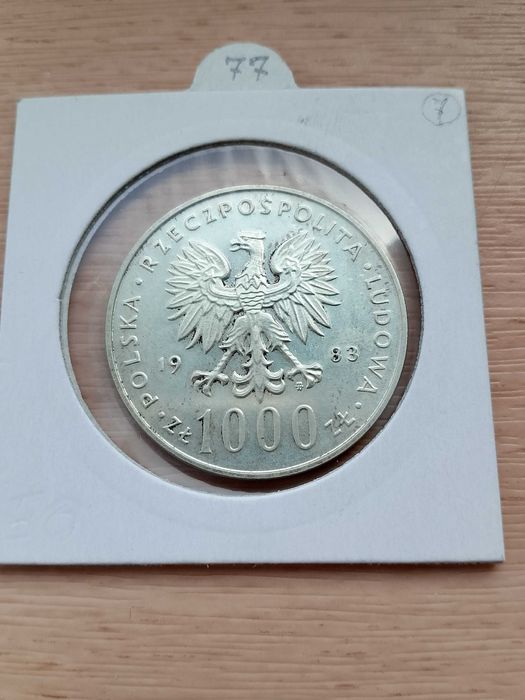 Moneta . 1000 zł Papież 1983. Srebro