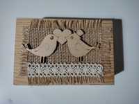 Drewniane ślubne pudełko na obrączki styl rustykalny boho