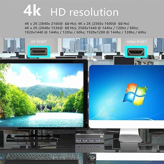 Przełącznik KVM NAWEN HDMI/DP 4K 2x2 USB 3.0 do komputerów i monitorów