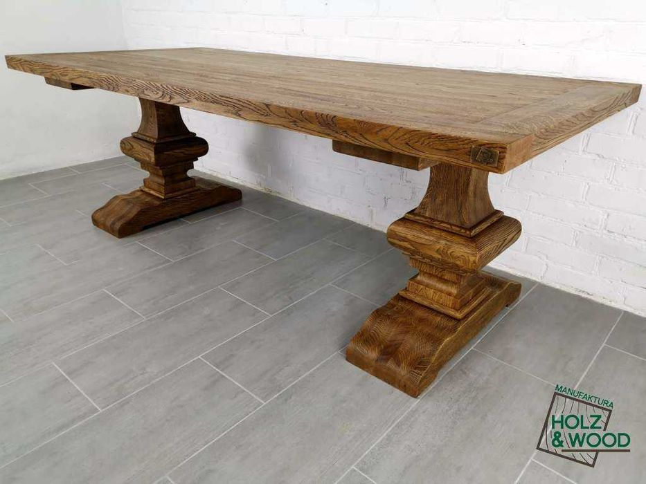 Stół dębowy masywne rzeźbione nogi Classico Manufaktura Holz & Wood