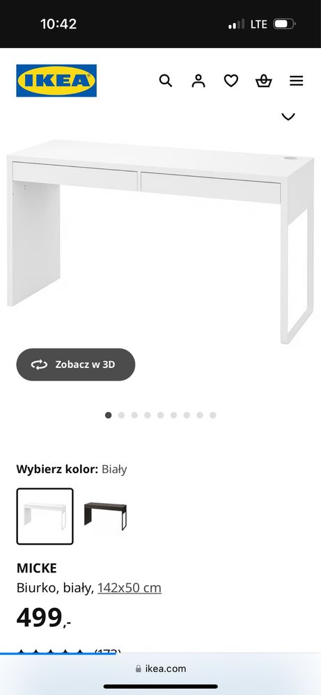 Ikea biurko szafka i szafka nocna biale micke