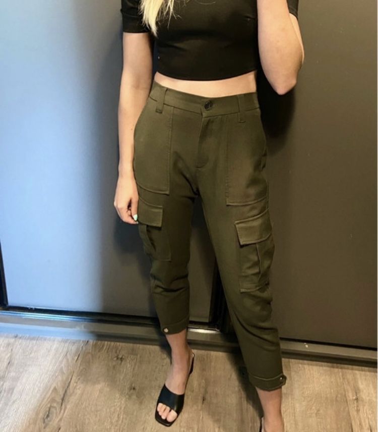 Spodnie cargo bojówki Bershka 36 khaki