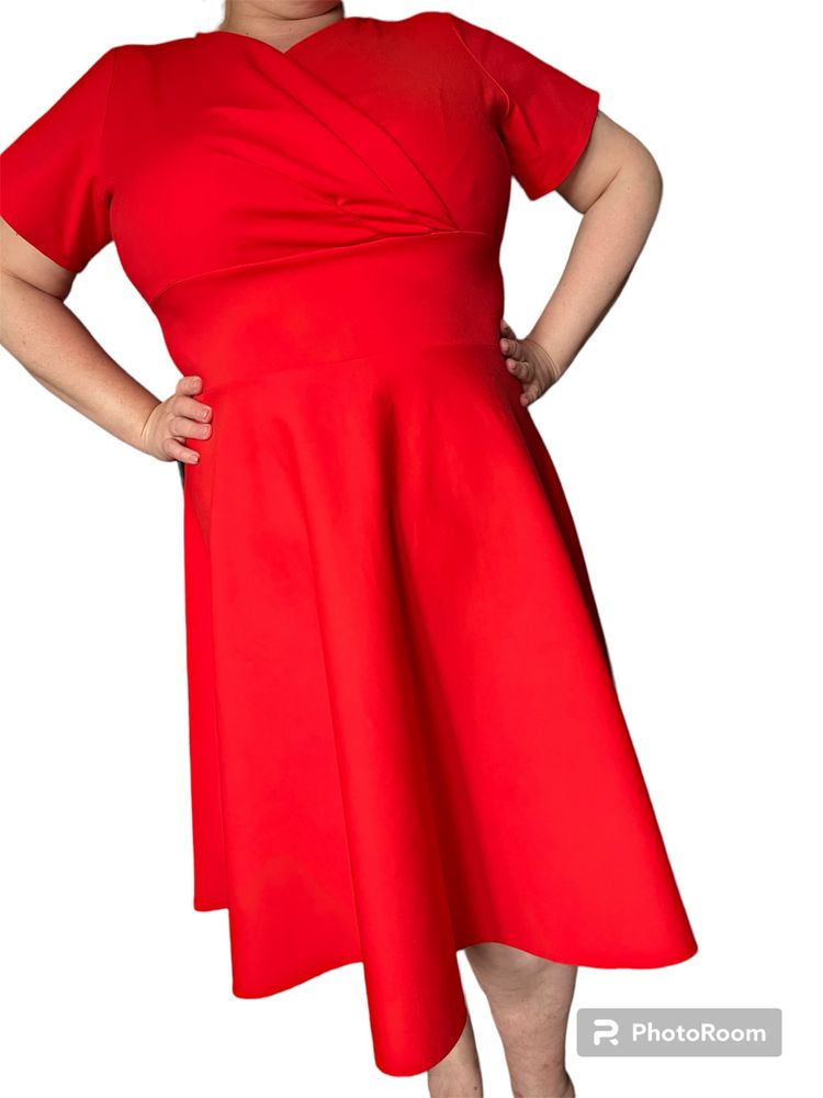 Nowa sukienka imprezowa K&M krawiectwo, piękna czerwień | rozmiar 52
