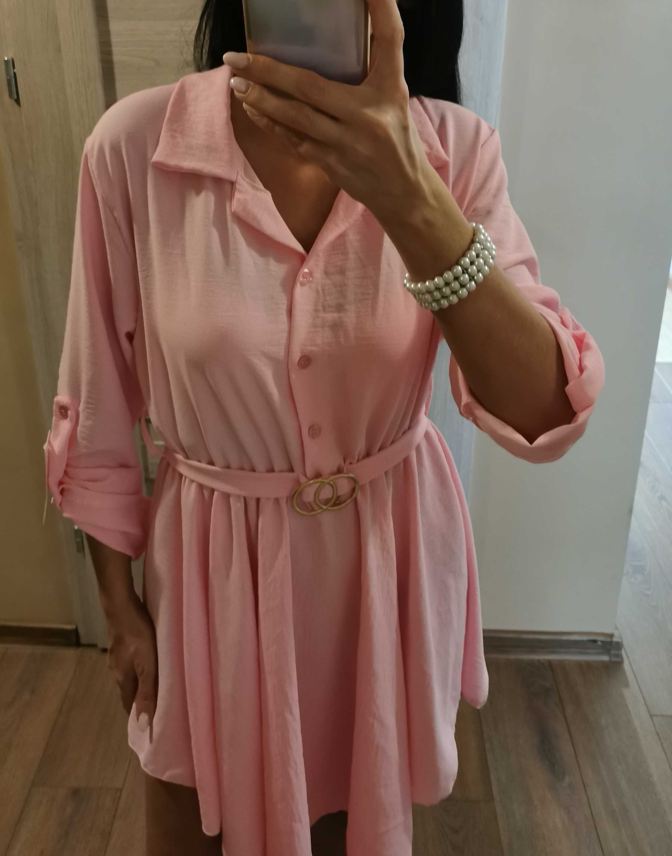 Sukienka Uni Italy Moda róż wiskoza