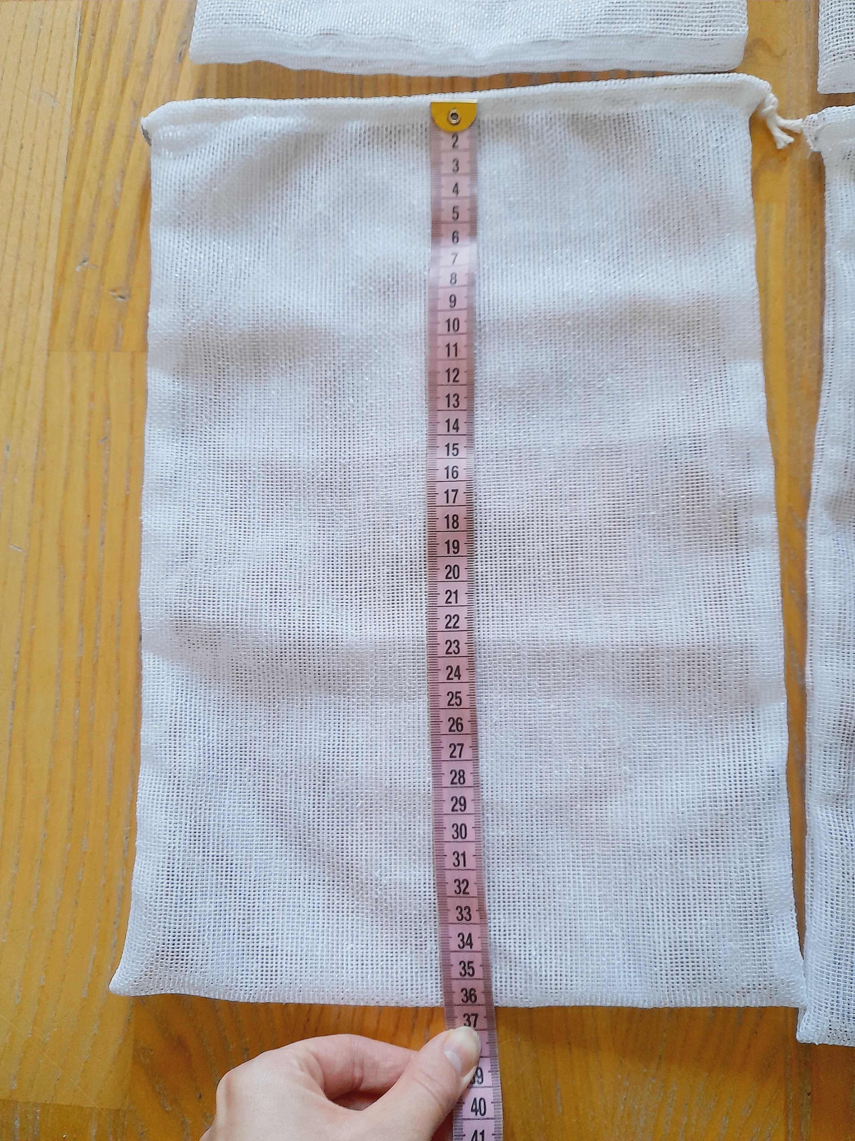 4 woreczki wielorazowe z firanki na warzywa owoce less waste