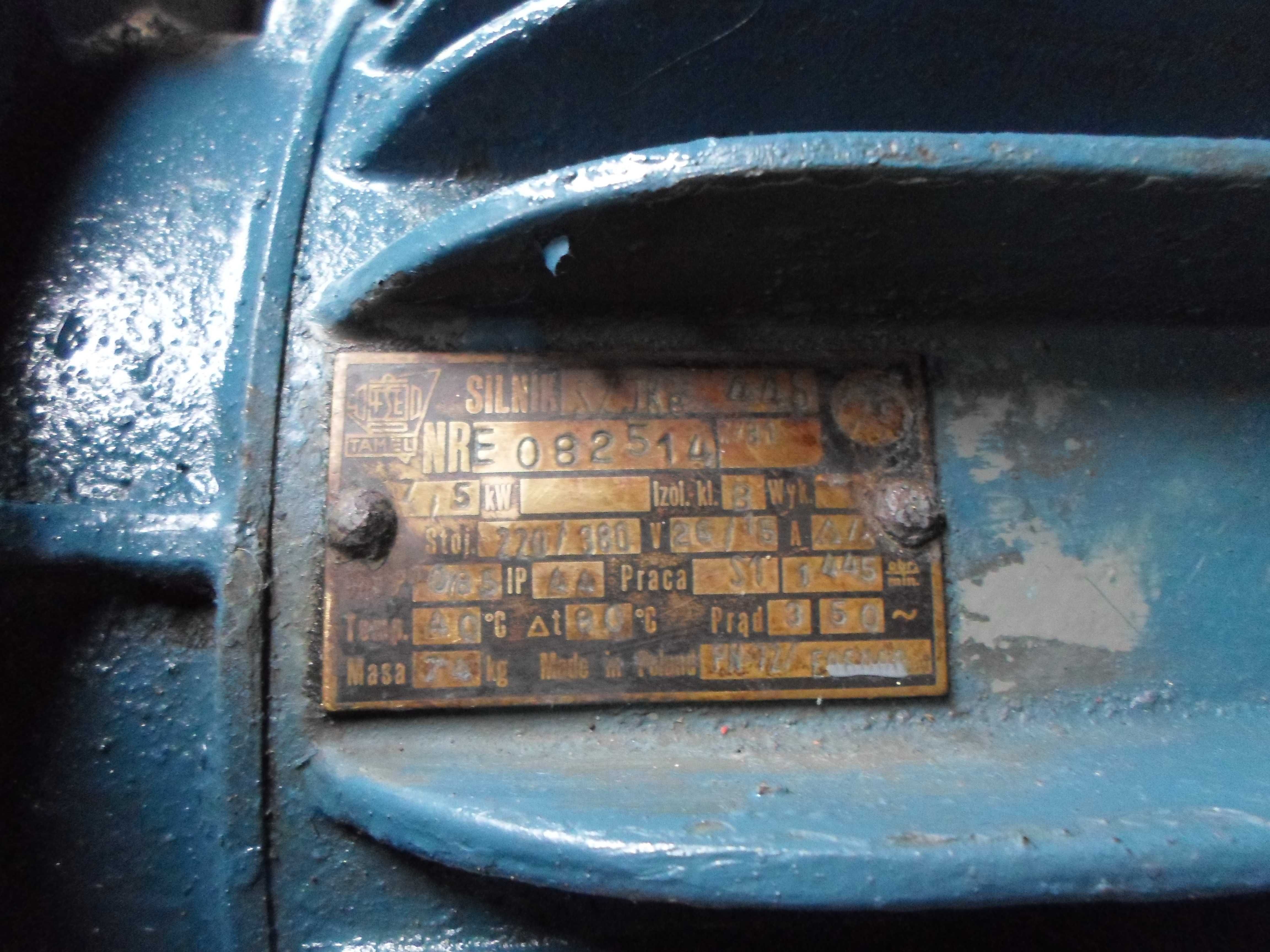 Silnik elektryczny 7,5 kW 1445 obr. 380V. +wałek heblarko-pilarki +