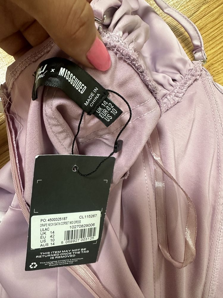 Nowa satynowa sukienka missguided rozmiar 42 wesele impreza gorset