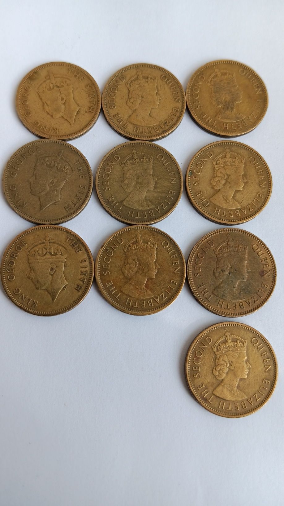 10 moedas de 10 cents. Hong Kong