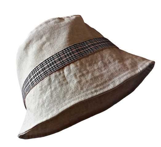 Beżowy kapelusz na lato, czapka rybacka, bucket hat pepitka