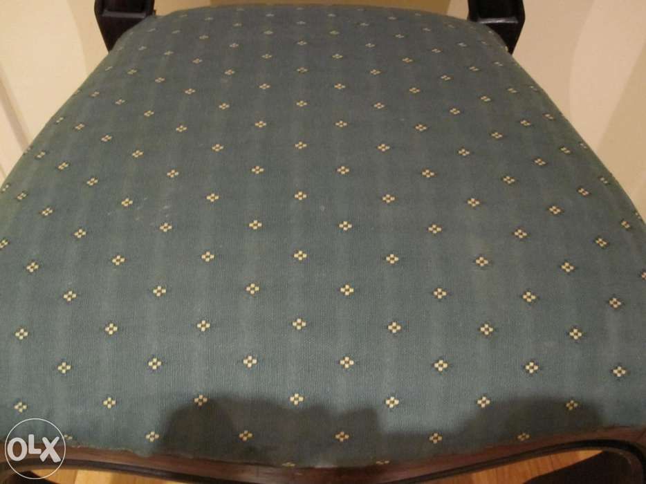 Cadeira de Madeira Mogno Trabalhada estilo "Queen Anne" Coxim Verde