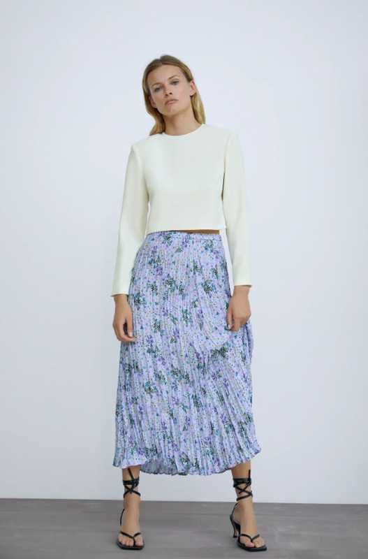 Юбка плиссе с цветочным принтом zara