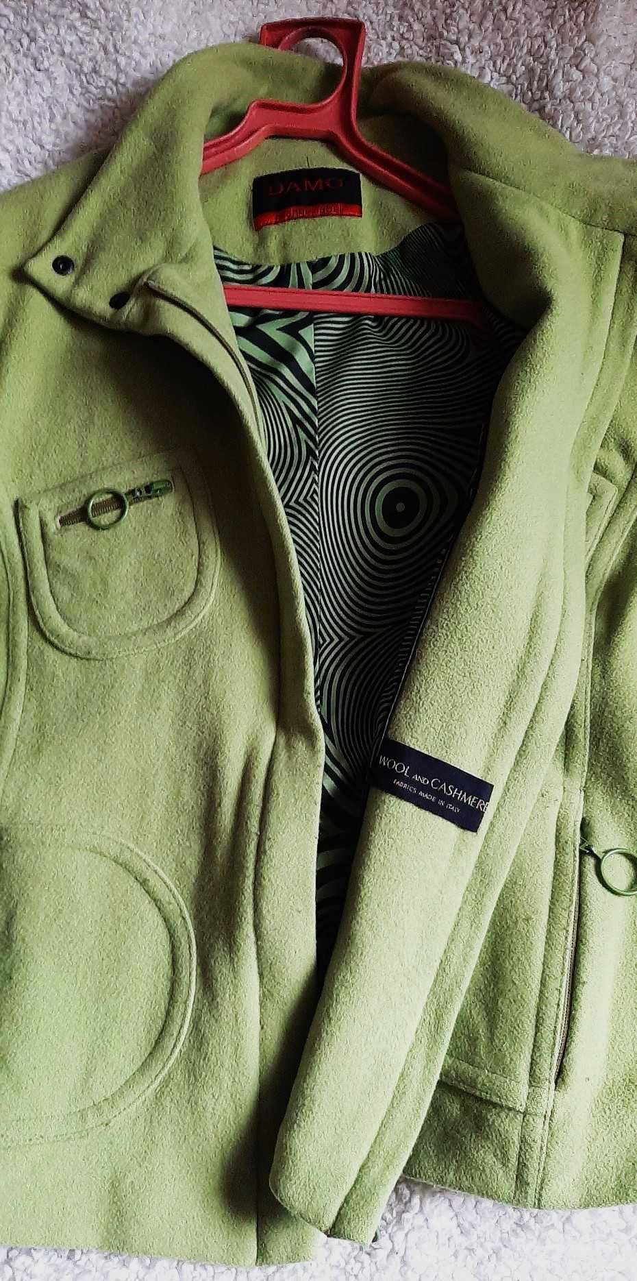 DAMO krótki  płaszcz wełna kaszmir _ intensywna zieleń XL