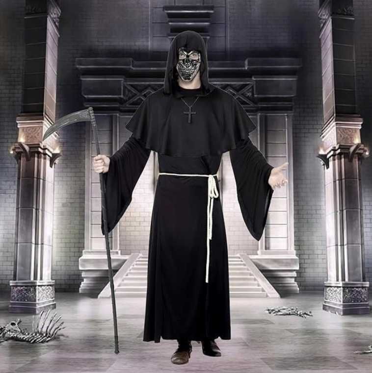 KOSTIUM MNICHA NA HALLOWEEN mnich strój kapłana + akcesoria Rozmiar L
