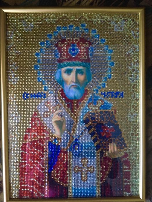 Набір для картини з алмазної мозаїки ікона "Миколай" 30х40