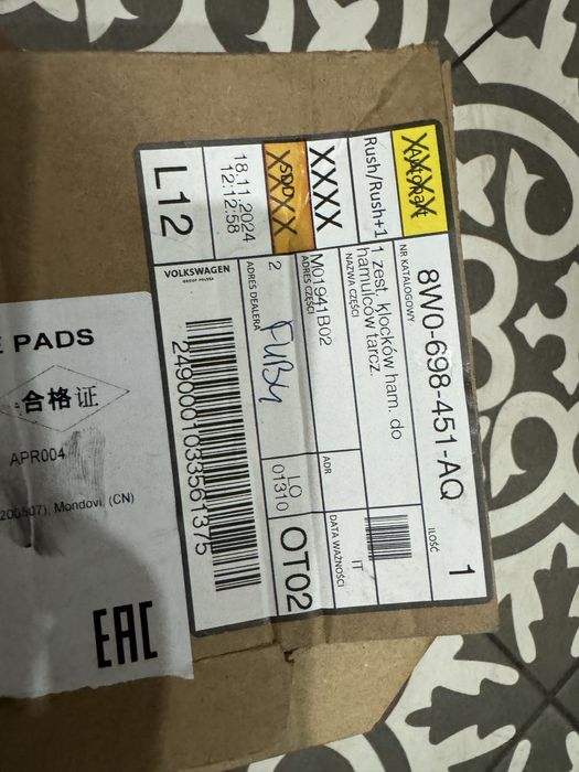 Tarcze hamulcowe RS4, RS5 2024/25 klocki RS4 RS5