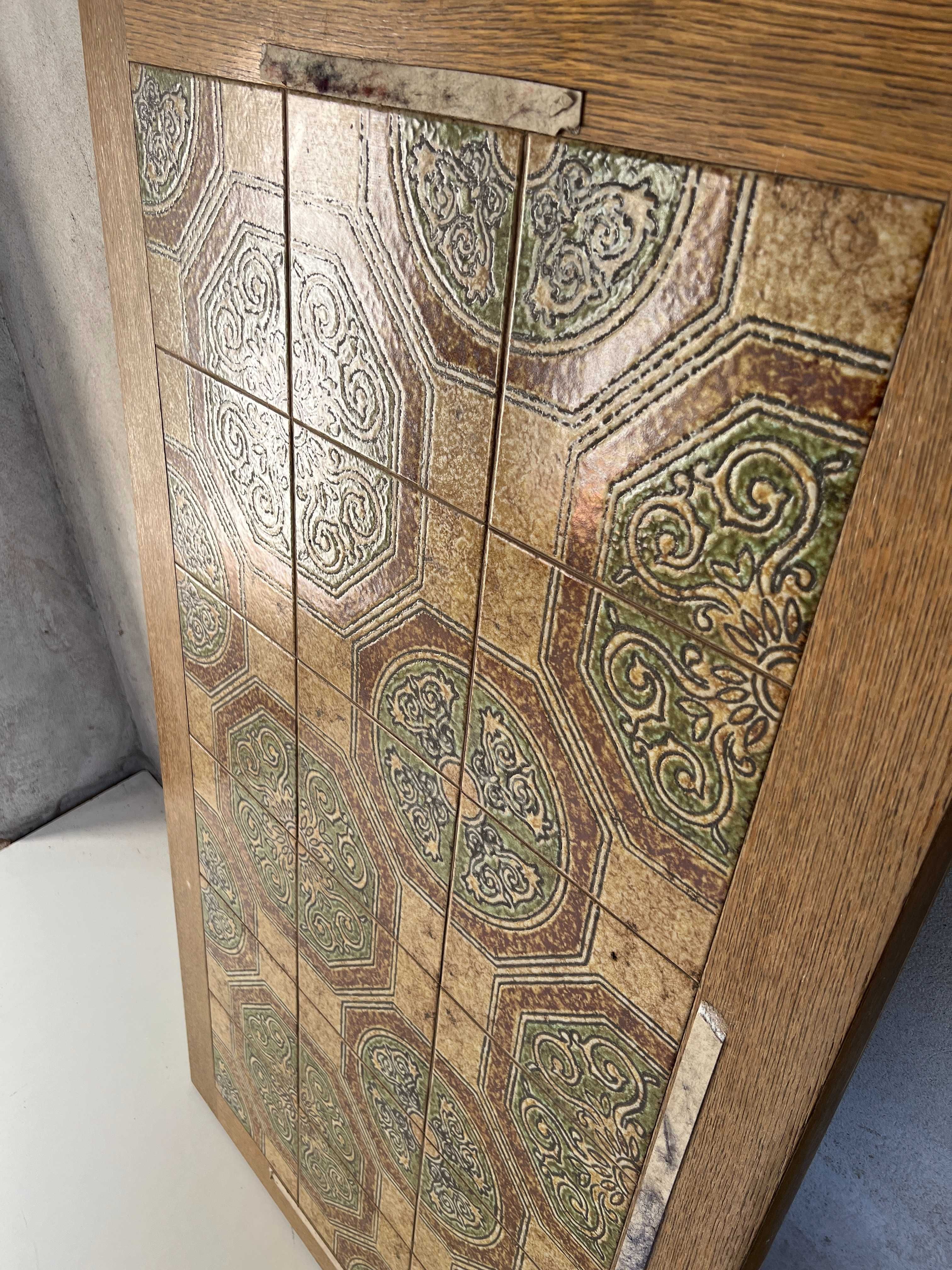 Blat vintage drewniany z płytkami w stylu Portugalskim 137 cm x 77 cm