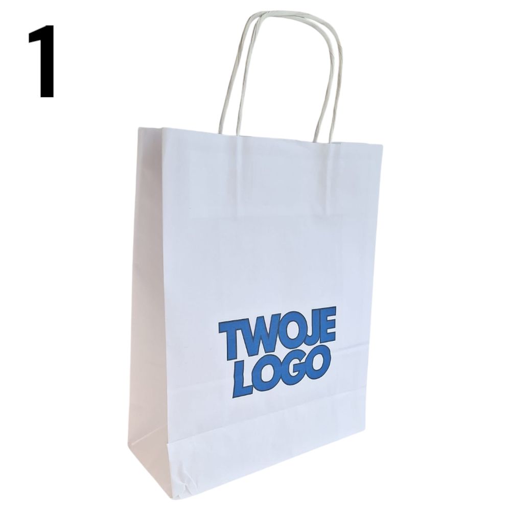 torba papierowa z twoim nadrukiem 18x8x22cm biała