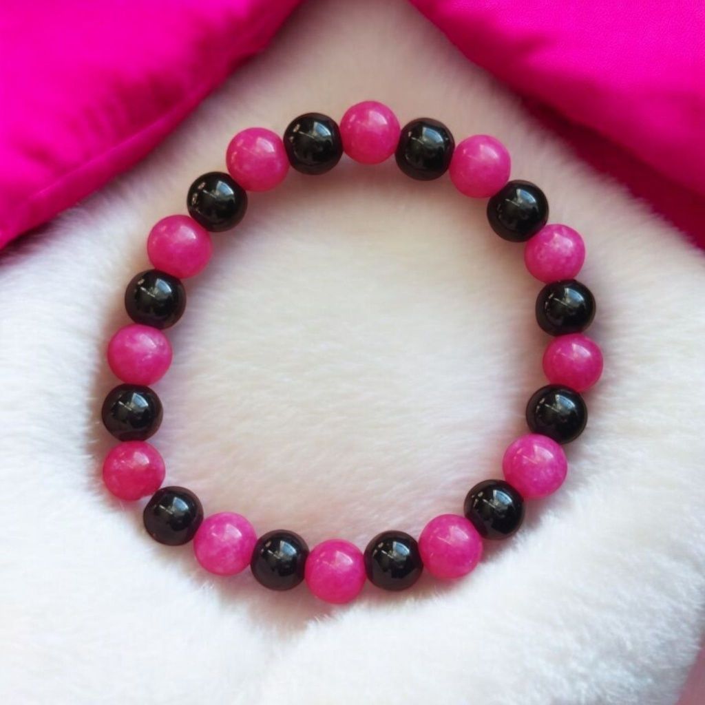 Bransoletka z kamieni naturalnych  jadeit + onyks