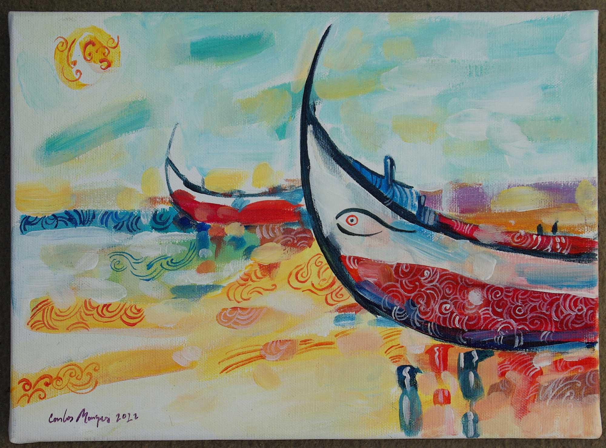 Tela, Pintura de Barcos de pesca -Costa da Caparica